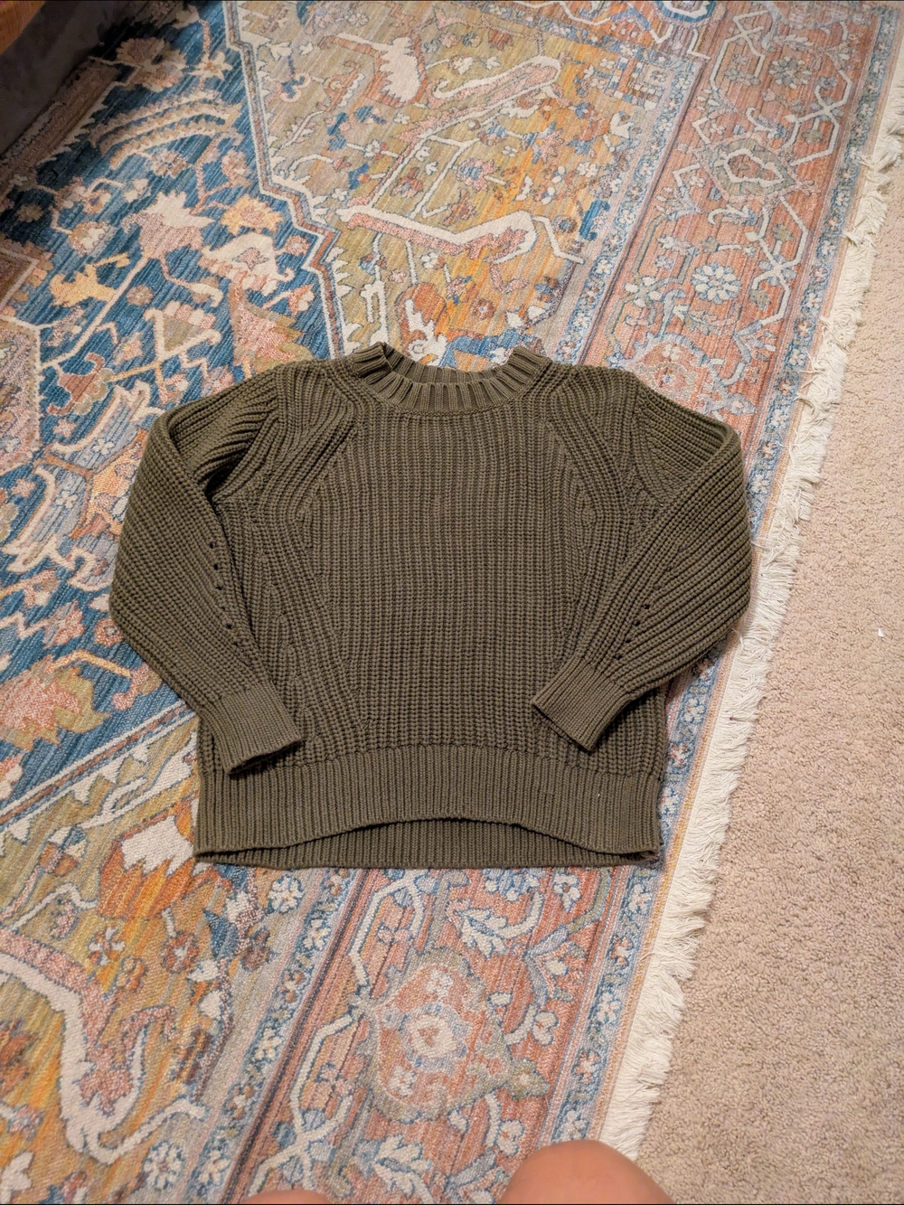 Olive Knit Fisherman Sweater